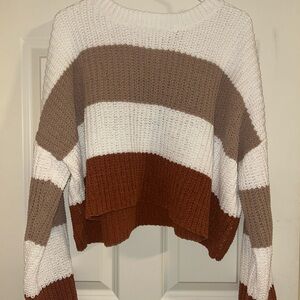 moon & madison Colorblock Sweater - White, Brown, Tan
